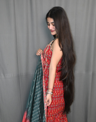 Traditional Printed Sharara Suit with Dual-Tone Dupatta