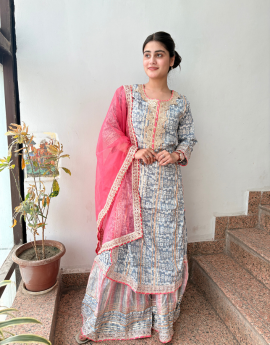 Printed Kurta Sharara Set with Dupatta